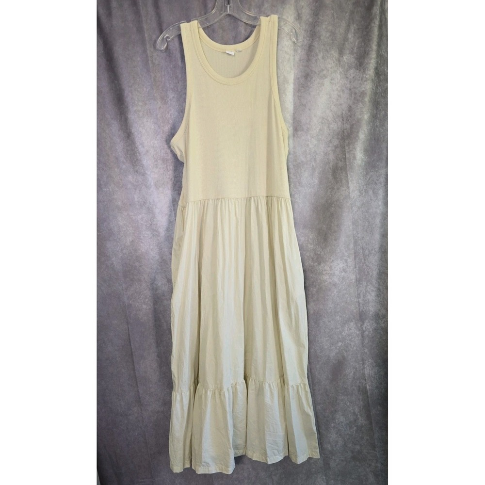 Gap Women's Fit & Flare Midi Dress XXL Tan Cream Sleeveless Poplin Skirt